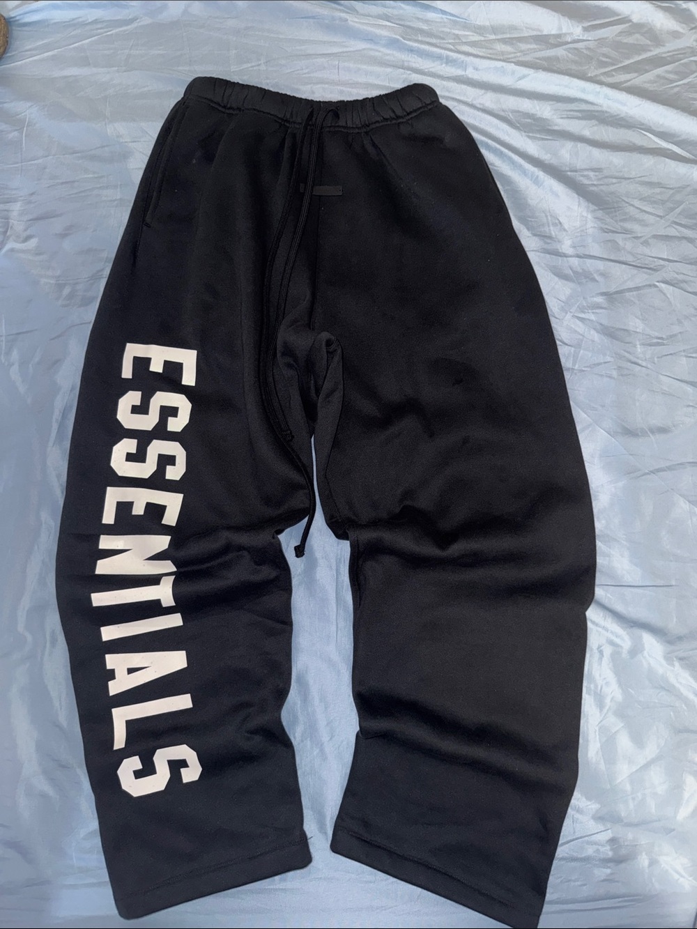 Essentials Black Sweatpants with White ESSENTIALS Leg Logo